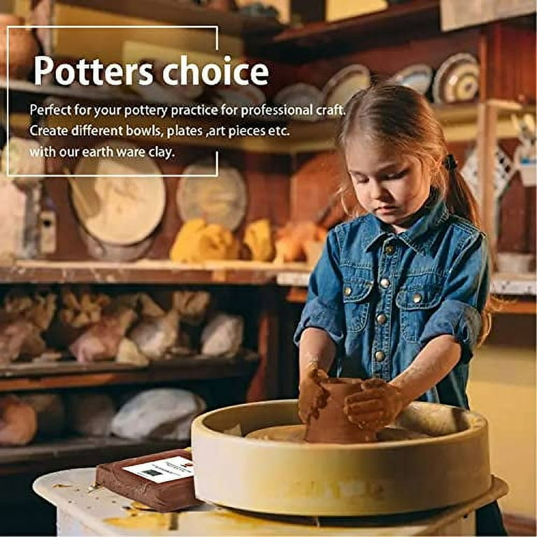 Deouss Low Fire Pottery Clay Terra Cotta,5 lbs (Cones 04-3) Art Modeling  Clay for Wheel Throwing,Firing and Hand Building,Moist De-Aired Pottery  Clay