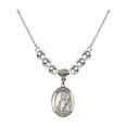 thumbnail image 1 of 18-Inch Rhodium Plated Necklace with 6mm Sterling Silver Beads and Saint Lucia of Syracuse Charm, 1 of 1