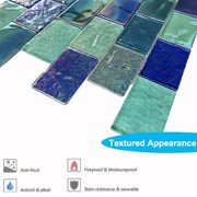 LSDECO Glass Mosaic Tiles for Kitchen Bathroom Shower Wall - Blendstone, 1 Sq.Ft