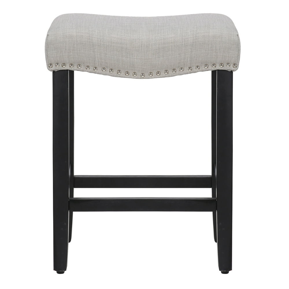 WestinTrends 24" Inch Upholstered Linen Bar Stool with Nailhead Trim
