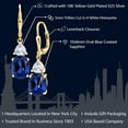 thumbnail image 2 of Gem Stone King 18K Yellow Gold Plated Silver Blue Created Sapphire and White Moissanite Dangle Earrings for Women (7.54 Cttw, Gemstone September Birthstone, Oval 10X8MM, Trillion 5MM), 2 of 5