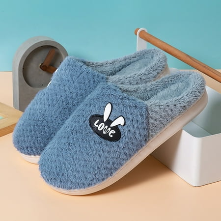 

uikmnh Warm Slippers Men Slippers Winter Home Rabbit Cotton Slippers Fashion Cute Printing Warm Non Slip Casual Home Slippers 9.5