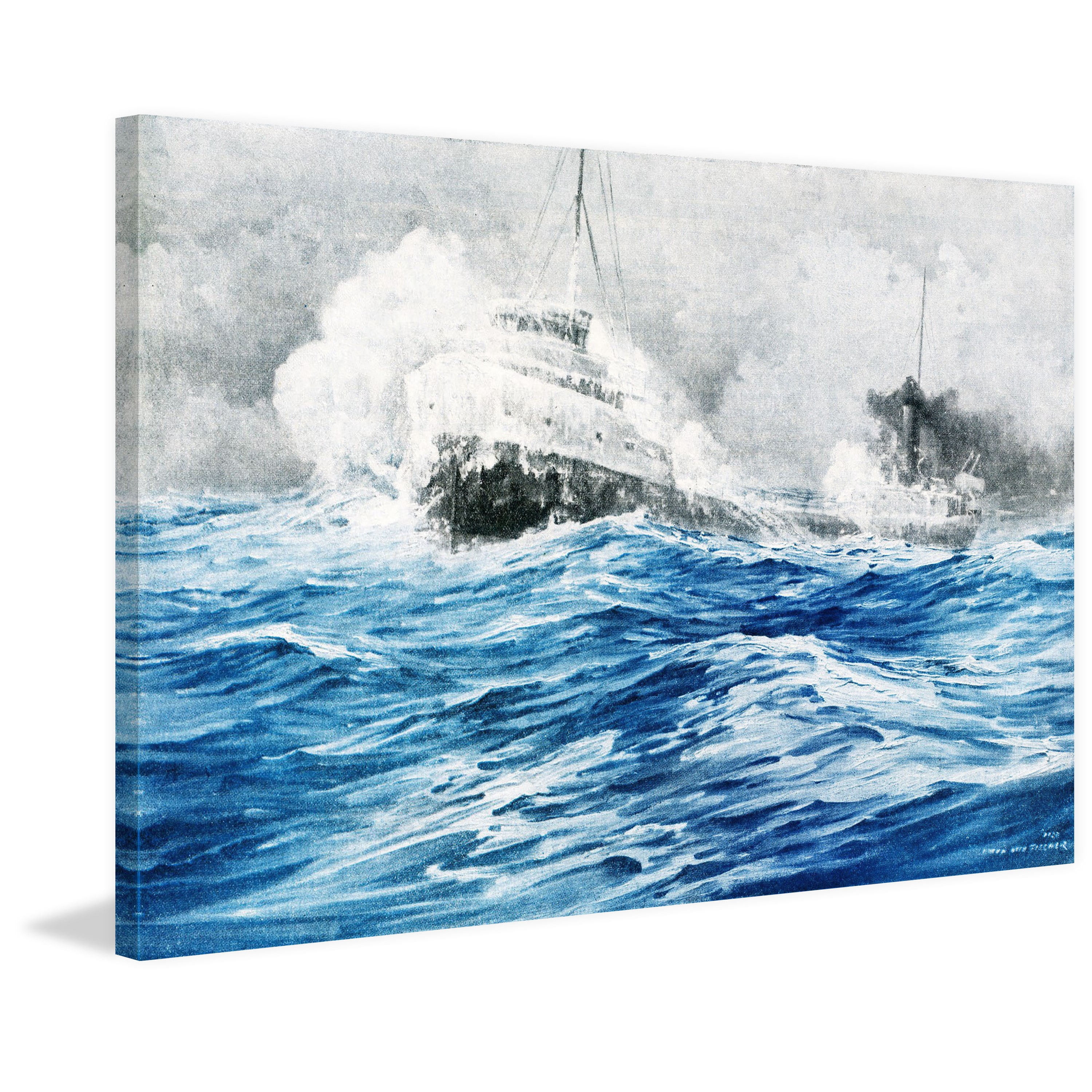 "Smashing Through Waves" Painting Print on Wrapped Canvas