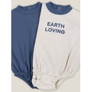 Little Star 100% Organic Cotton 2-Pack Baby Boy Sweatshirt Rompers