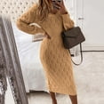 thumbnail image 2 of Women's Sweater Dress Warm Long Sleeved Knitted Length Dress for Autumn and Winter Women Fall Fashion, 2 of 4