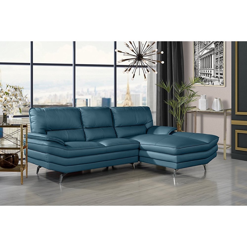 Living Room Leather Sectional Sofa, LShape Couch with Chaise Lounge