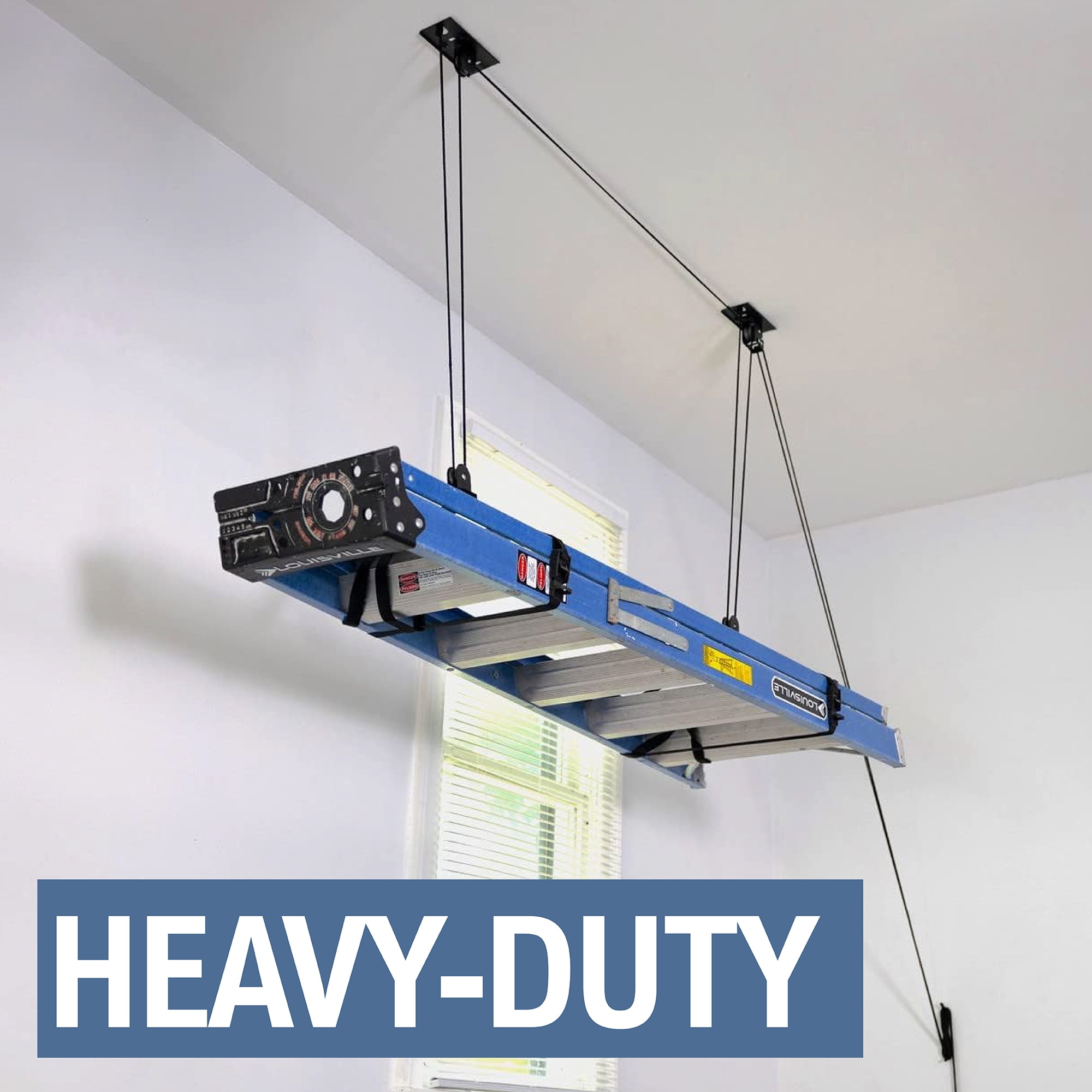 Kayak Hoists 2-Pack Garage Ceiling Pulley System - Heavy Duty 150lb Lift For Kayaks & Ladders Kayak Storage Pulley System - View #12
