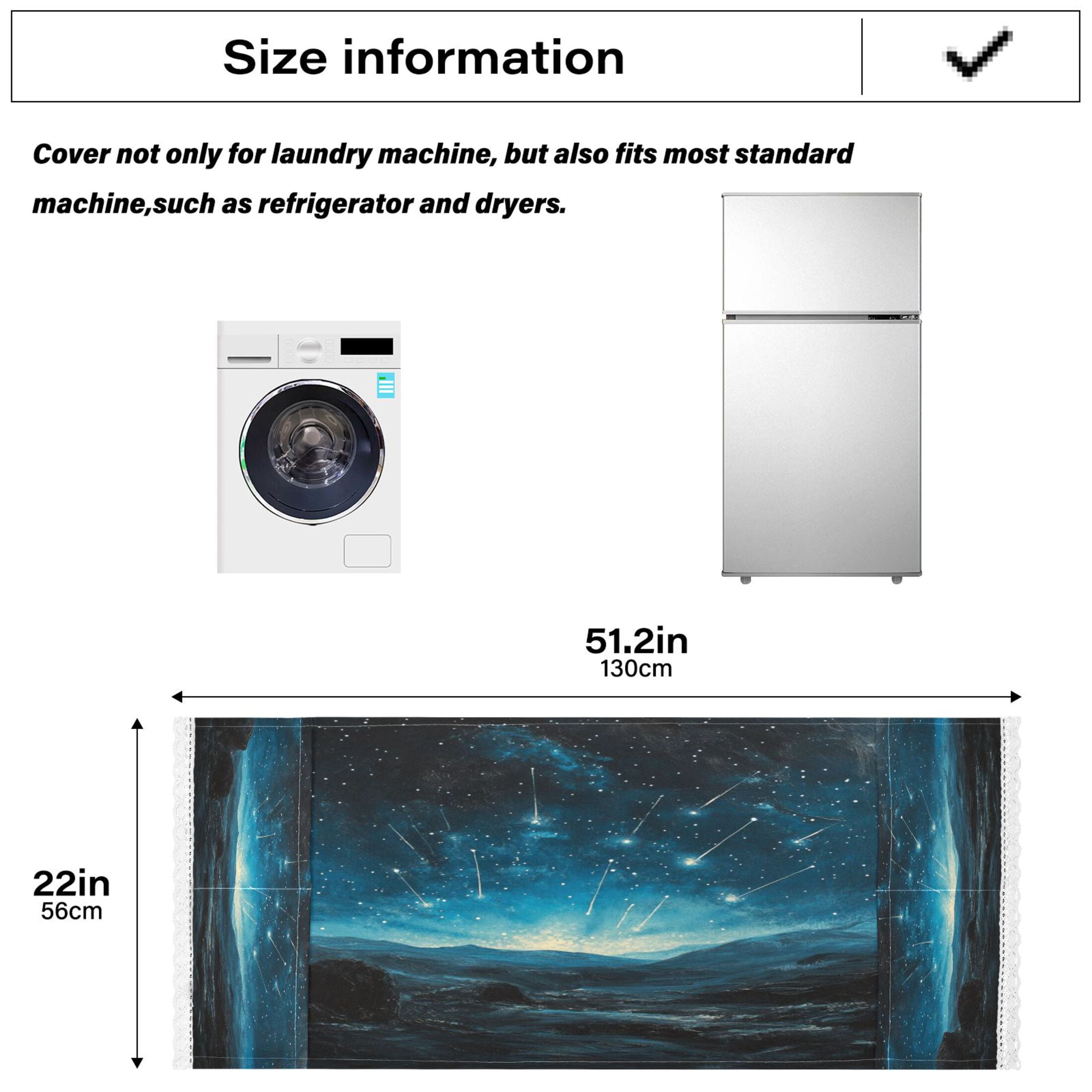 Starry SkyWasher and Dryer Covers Dust-Proof and Oil Resistant Fridge Cover with 4 Storage Pockets Washing Machine Top Cover for Laundry Kitchen Home 51.2 x 22 In