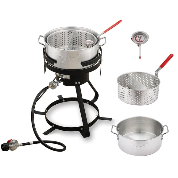 Kit de freidora a gas propano para exteriores Feasto de aluminio de 10 cuartos, 50,000 BTU