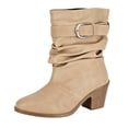 thumbnail image 6 of Pandaie Slouchy Ankle Boots for Womens Cowboy Pointed Toe Low Heel Buckle Strap Classic Cowgirl Fall Booties Size 6-9.5, 6 of 7