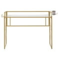 thumbnail image 3 of Weston Home Holland Octagon Pattern Gold Metal and Glass Desk, 3 of 10