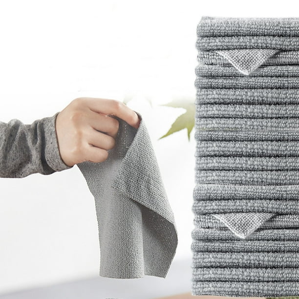 Toallitas de cocina en paquete de 20 - paños reutilizables de microfibra para limpiar, súper absorbentes y de secado rápido, azul y gris, 8,66x8,66 pulgadas