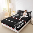 thumbnail image 4 of Homewish Sport Car Track Queen Sheet Sets,Speed Extreme Theme Flat Sheet,Black White Checkered Queen Fitted Sheet For Boy,Breathable Home Decor,4 Pieces, 4 of 7