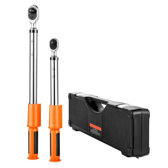 KFFKFF Digital Torque Wrench Set, 2 Pieces, 1/2 and 3/8 Inch Drive, 72-Tooth, ±2% Precision Electronic Wrench with Preset Function, Buzzer, and LED Alerts for Automotive and Motorcycle Use