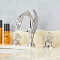 thumbnail image 4 of Swan Brushed Nickel Waterfall Bathroom Faucet 3 Holes Basin Sink Brass Mixer Tap For Daily Life, 4 of 13