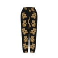 thumbnail image 2 of Fleece Pants Women Cute Bear Prints Elastic Waist Wide Leg Joggers Trouser Cinched Bottom Fuzzy Winter Outfits (2XL, Black), 2 of 7