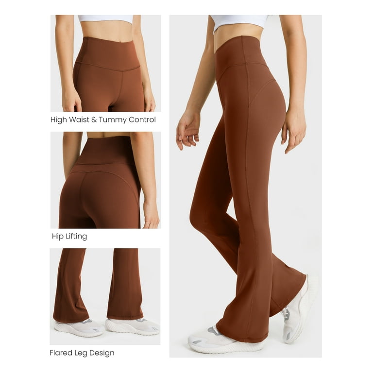 Bootcut Yoga Pants For Women Tummy Control Workout Bootleg High Waist Dress  Pants High Waist 4 Way Stretch Pants Y52-Brown-XL