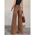 thumbnail image 3 of Womens Coffee Brown High-Waisted Wide-Leg Denim Jeans, Casual Flare Pants, 3 of 30