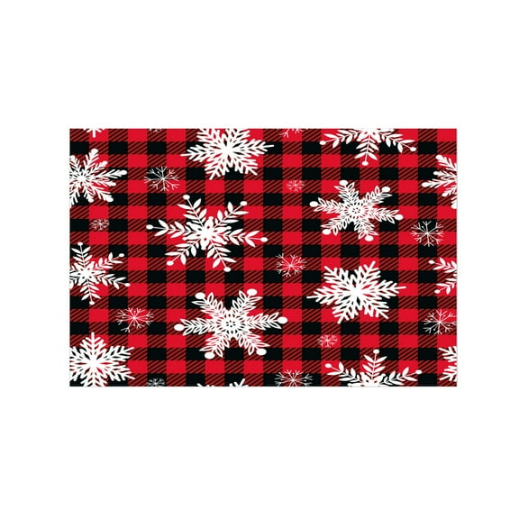 LanSuare Christmas Red Plaid Snowflake Rugs, 24x16Inch Washable Soft Non Slip Home Carpet, Floor Mat for Entryway, Bedroom, Living Room, Laundry Room
