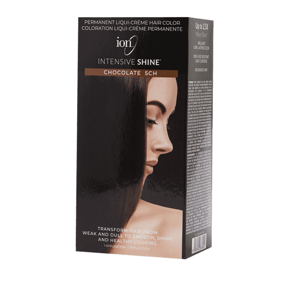 ION Intensive Shine Permanent Liqui-Creme Hair Color Kit Fade Resistant Gray Coverage 2.5 Times More Shine Brilliant Long Lasting Color - Chocolate 5CH
