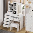 thumbnail image 1 of Andvari LED Vanity Table Set with 6 Drawers & Adjustable Mirror, 1 of 10