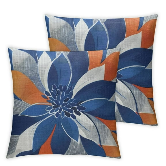 nygtbtfer Orange Set of 2 Fall Colored Dahlia Flower Outdoor Decorative Throw Pillows Autumn Themed Pillowcases Linen Cushion Case Decor for Sofa Couch Bed White