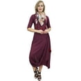 thumbnail image 5 of Bimba Women's Long Dress With Printed Tassel Scarf Plum Cowl Drape Maxi Wear-8, 5 of 5