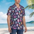 thumbnail image 3 of Pofeuu Funny colorful skull ghost Print Hawaiian Shirt for Men Sleeves Casual Button Down Summer Beach Dress Shirts T-Shirts,Small, 3 of 7