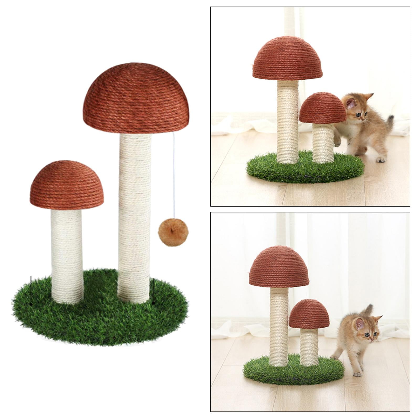 Bvdfgk Pet Cat Mushroom Scratching Post Natural Sisal Cat Scratcher for Domestic Cats Coffee with Ball