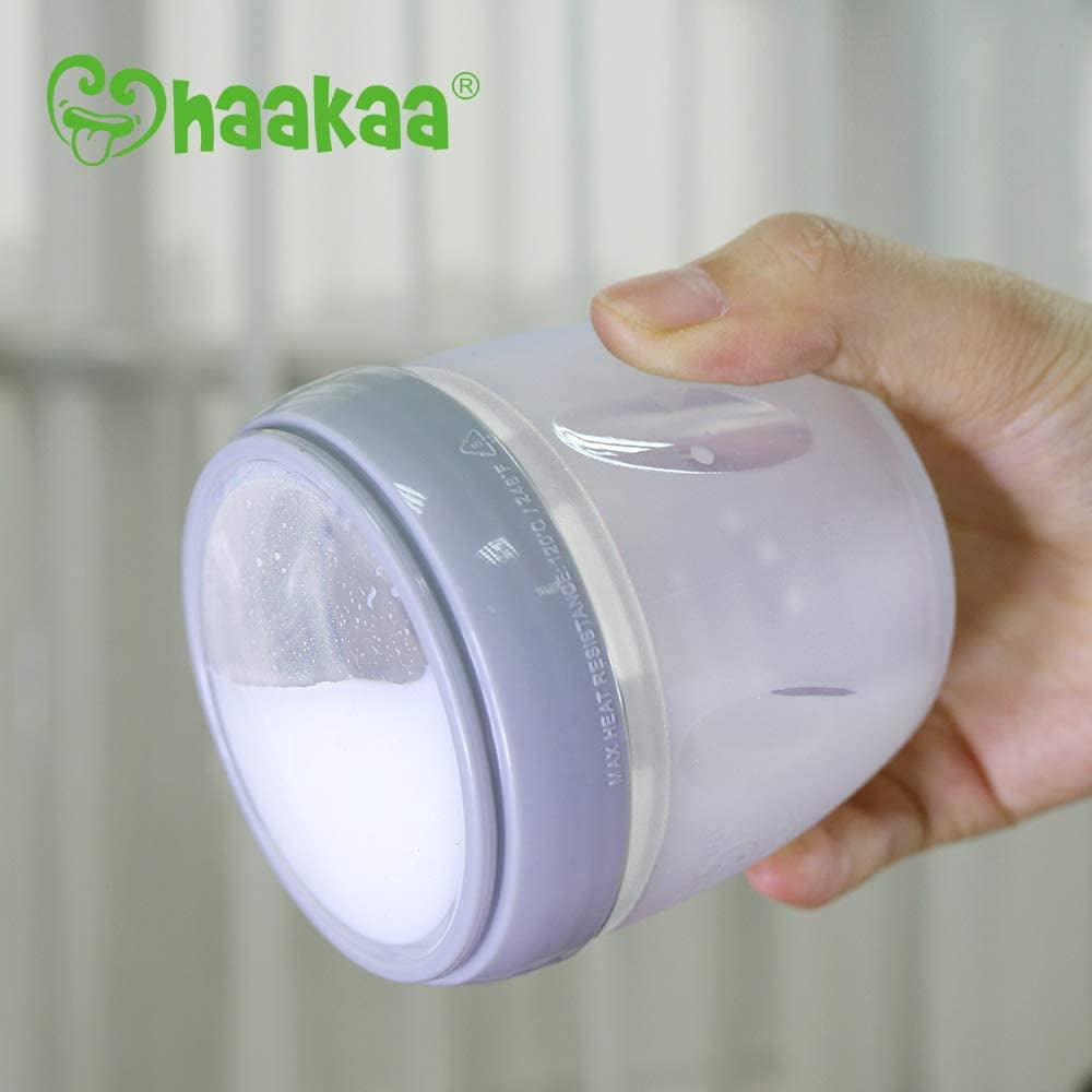 Haakaa Manual Breast Pump with Storage Milk Bottle for Breastfeeding 100% Food Grade Silicone BPA PVC and Phthalate Free (4oz/100ml Pump + 160ml Storage Milk Bottle)