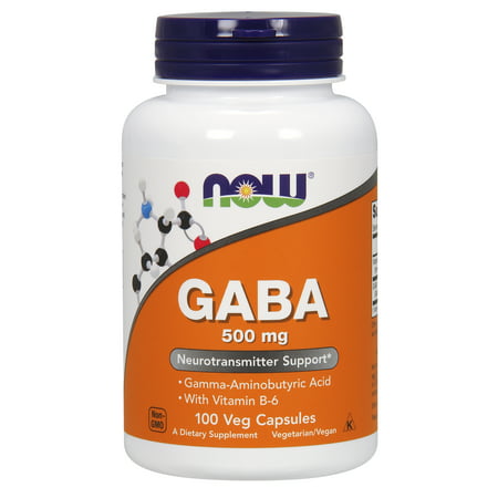 NOW Supplements, GABA (Gamma-Aminobutyric Acid)500 mg + B-6, 100 Veg