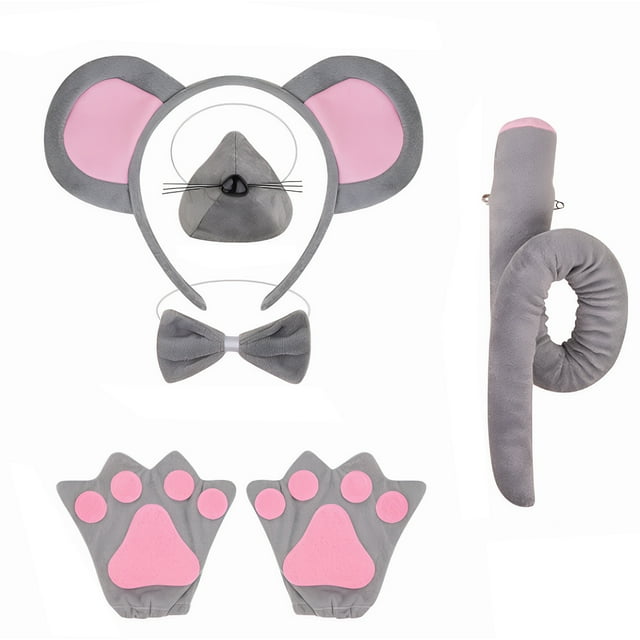 QualitChoice Mouse Costumes, Costumes, Holiday Headband Sets. Ear Designs, Soft To Wear, Machine Washable. For Parties, Photo 5 Pec +gloves