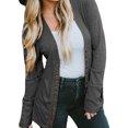 thumbnail image 2 of ziyahi Women Snap Button Blouse Front Open V-neck Cardigan Casual Solid Color Clothes Tops, Grey, M, 2 of 5