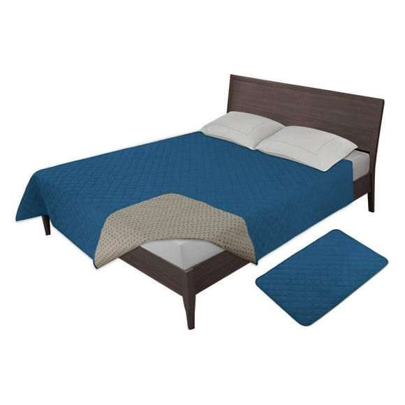 Easy-Going Housse de Lit pour Chien 100 % Imperméable Protecteur de Meubles Housse de Canapé Antidérapante Lavable Réutilisable Alèses pour Incontinence pour Animaux Enfants Chien Chat (52x82 Po, Bleu Paon)