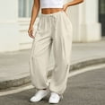 thumbnail image 2 of CHGBMOK Womens Linen Balloon Barrel Beach Pants Boho Harem Flowy Drawstring Casual Loose Pants with Pockets, 2 of 6