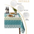 thumbnail image 2 of Geometric Bohemia Table Cloth 60x60 Inch Square, Stripes Green Blue and Turquoise Waterproof Tablecloth Washable Table Cover for Party Picnic Dinner Decor, 2 of 9