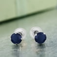 thumbnail image 3 of Gem Stone King 14K White Gold Blue Sapphire Stud Earrings for Women Men (0.70 Cttw, Gemstone September Birthstone, Round 4MM), 3 of 3