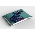 thumbnail image 2 of Ambesonne Octopus Pillow Sham 2 Pack, Tentacle with a Microphone, 30"x20", Teal Pink, 2 of 3