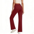 thumbnail image 4 of Womens Casual Work Dress Pants Wide Leg Yoga Pants Lounge Slacks Trousers High Waist Comfy Loose Trousers with Pockets Wine, 4 of 8