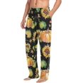 thumbnail image 5 of Men's Pajama Pants with Pockets Sleepwear Lounge Pants Stretch Casual Thanksgiving Pumpkins and Sunflowers, 5 of 7