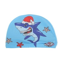 Unique Bargains 1 Pc Breathable Sharks Pattern Swim Cap Blue