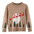 thumbnail image 4 of Jkety Boys Holiday Sweater Girls Sweater Pullover Cable Knit Long Sleeve Turtleneck Warm Top Khaki,5-6Y, 4 of 7