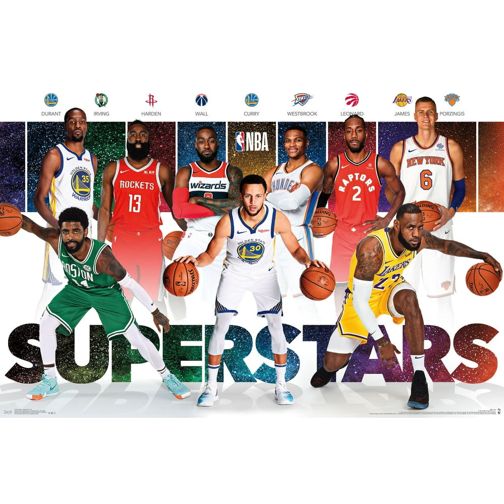 NBA Superstar Players 24'' x 35'' Framed Players Poster