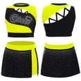 thumbnail image 1 of Zaldita Crop Top pour Filles avec Mini Jupes Tenue de Cheerleader Sans Manches Tenue de Danse Musicale Robe de Fête Jaune Fluorescent 8, 1 of 6