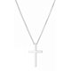 thumbnail image 1 of Collar con colgante de cruz de plata pulida para hombre y mujer: joyería sencilla, cadena de 55 cm., 1 of 5