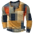 thumbnail image 2 of New Color Block Patchwork 3D Printed Henley Shirts Men's Fashion Vintage Button-Down Long Sleeve T Shirt Man Tees Tops Clothing (A37LF3K20232614F,S), 2 of 7