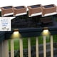 thumbnail image 1 of Juego de 4 lámparas solares LED de luz cálida para exteriores, apliques de pared impermeables IP65, iluminación decorativa de pared, lámpara de pared para valla, patio, jardín, puerta de entrada, esca, 1 of 5