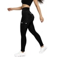 thumbnail image 2 of Women Solid Denim Yoga Pants High Waist Butt Lifting High Stretch Slim Fit Workout Sports Active Pants Black XL, 2 of 8
