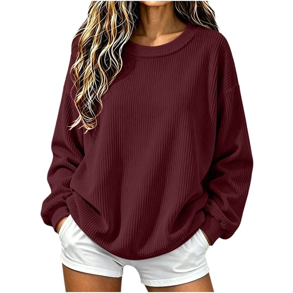 LUVDA Chunky Ribbed Knit Oversized Sweater for Women Drop Shoulder Fall Winter Pullover