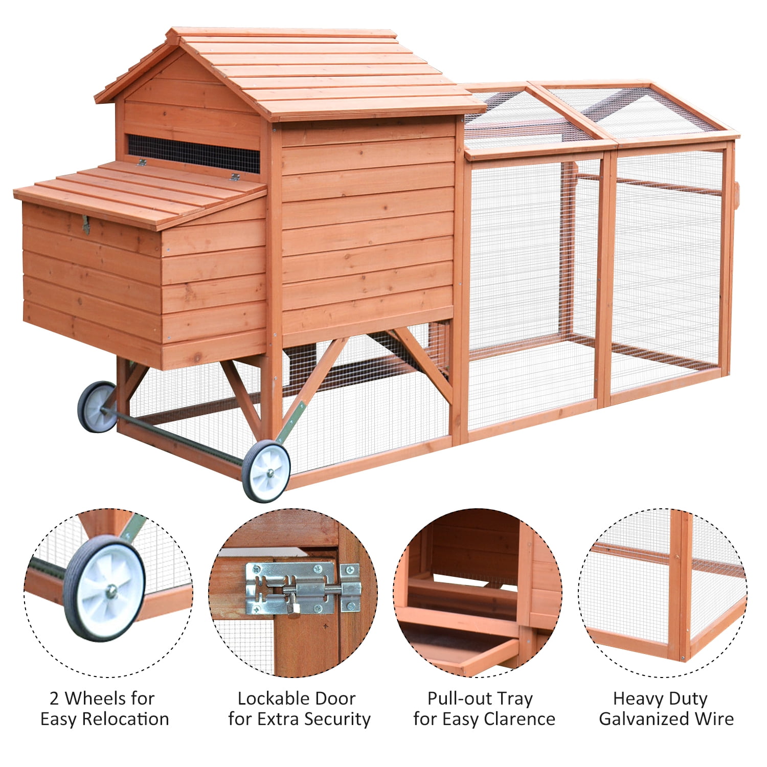 Pawhut 96 Wheeled Tractor Hen House Chicken Coop W Run